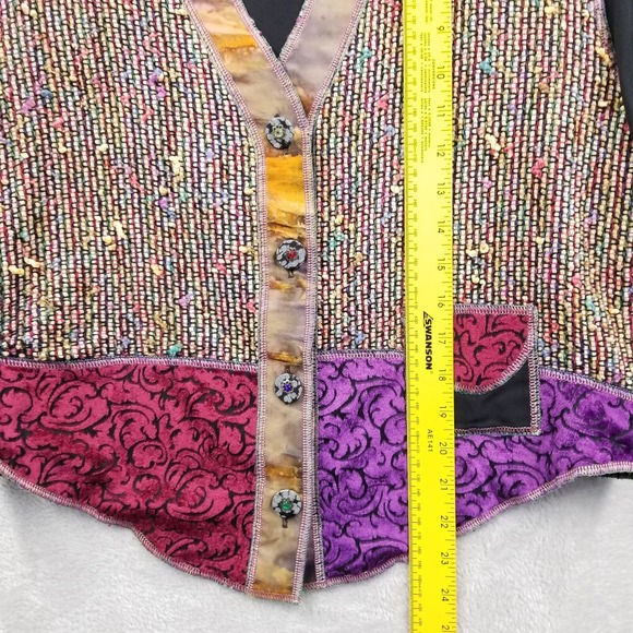 Vintage Jacket Women M Patchwork Colorful‎ Chenille Velvet Art to Wear Hippie - Picture 5 of 11